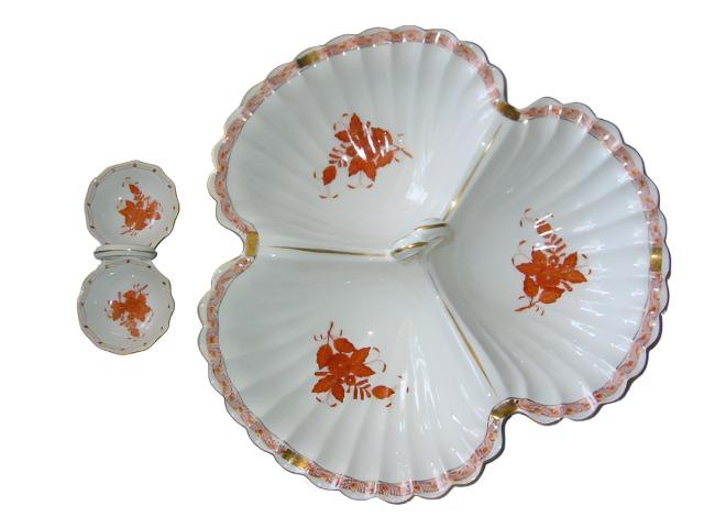 Herend Chinese Bouquet Clamshell Platter Open Salt Pepper - Designer Unique Finds 