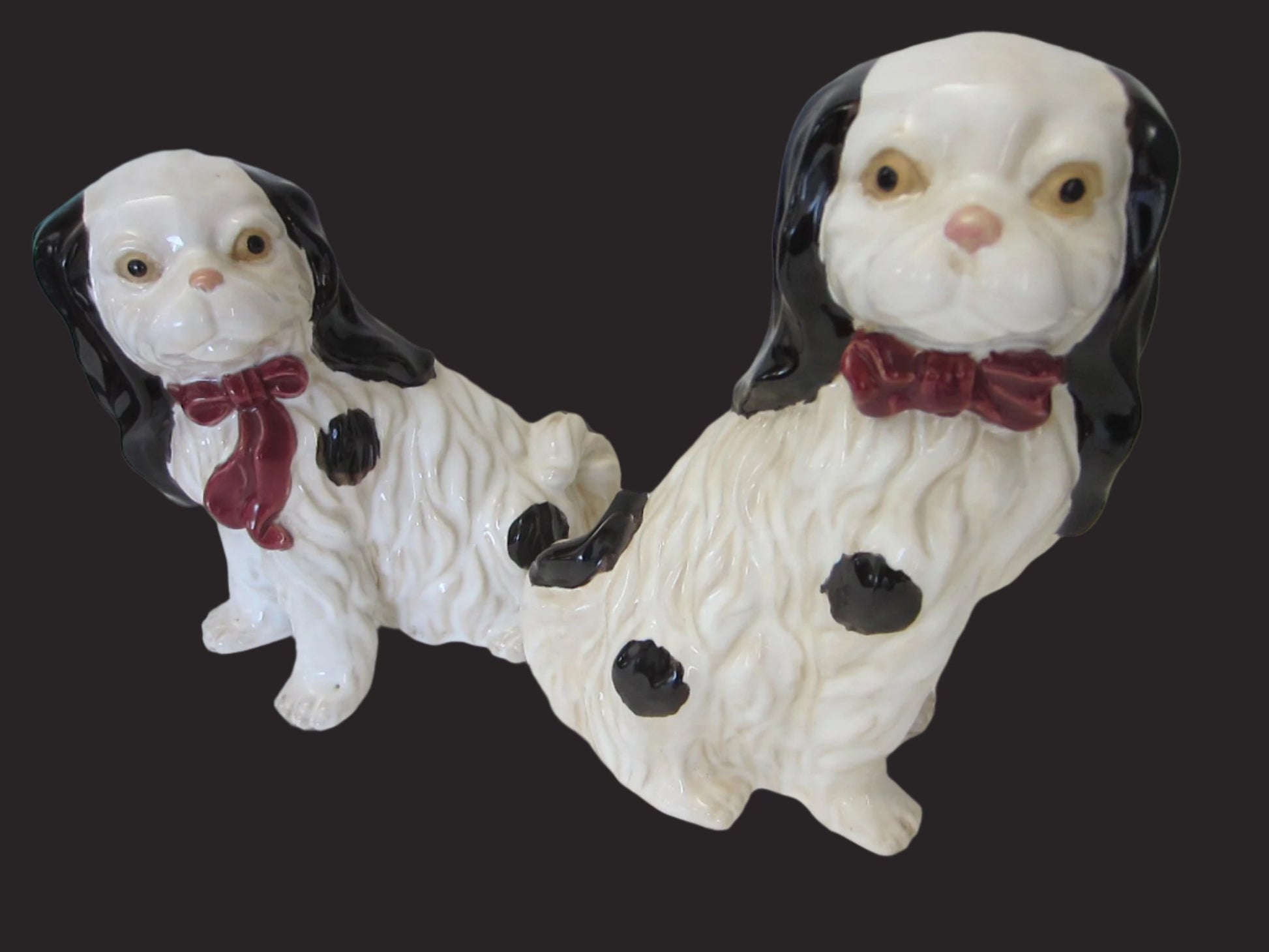 Staffordshire Style English Ceramic Spaniels Cavaliers Dogs - Designer Unique Finds 