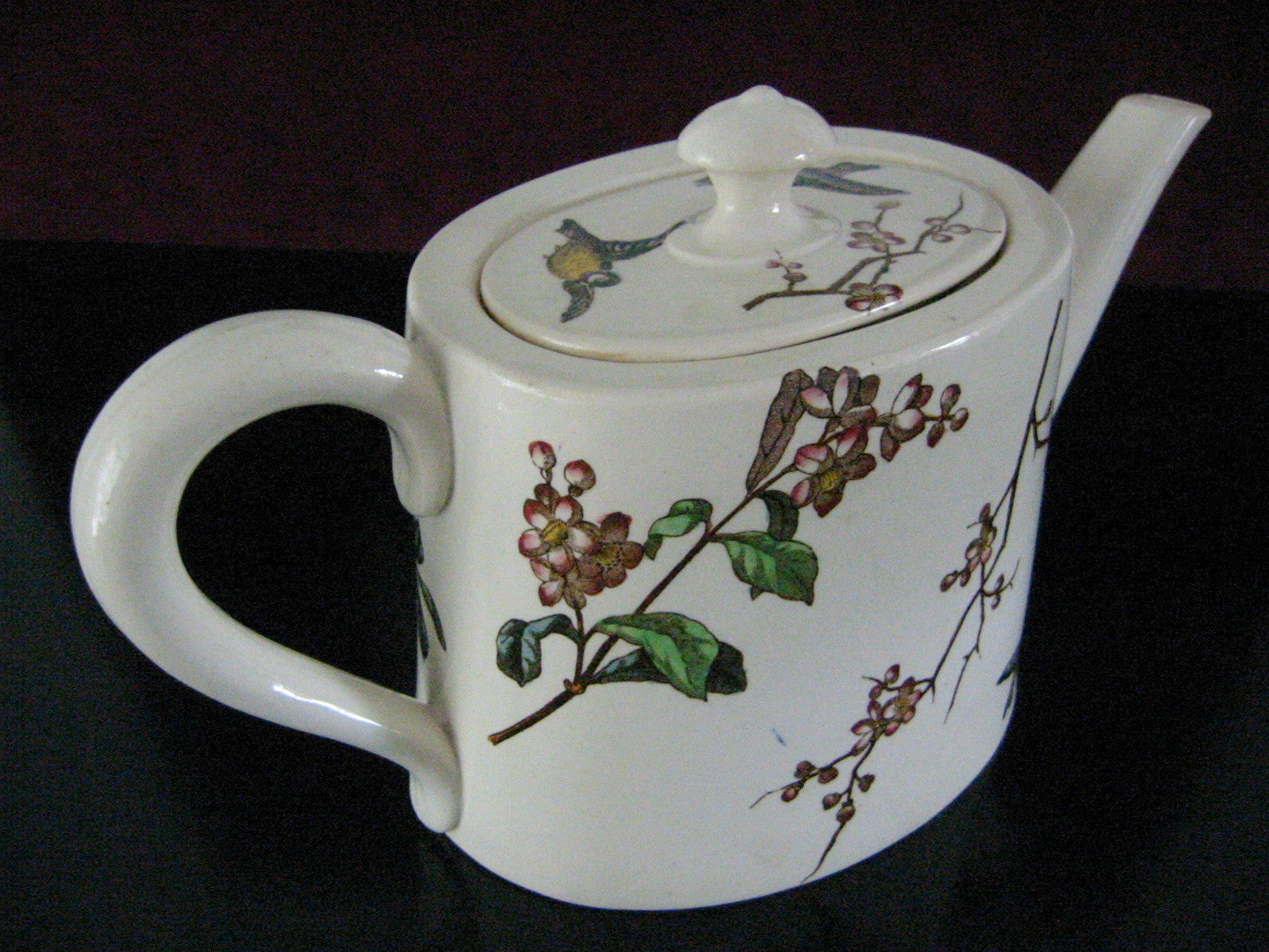 Grosvenor England Bisque Teapot Birds Flowers JG Late Mayers Gildea - Designer Unique Finds 