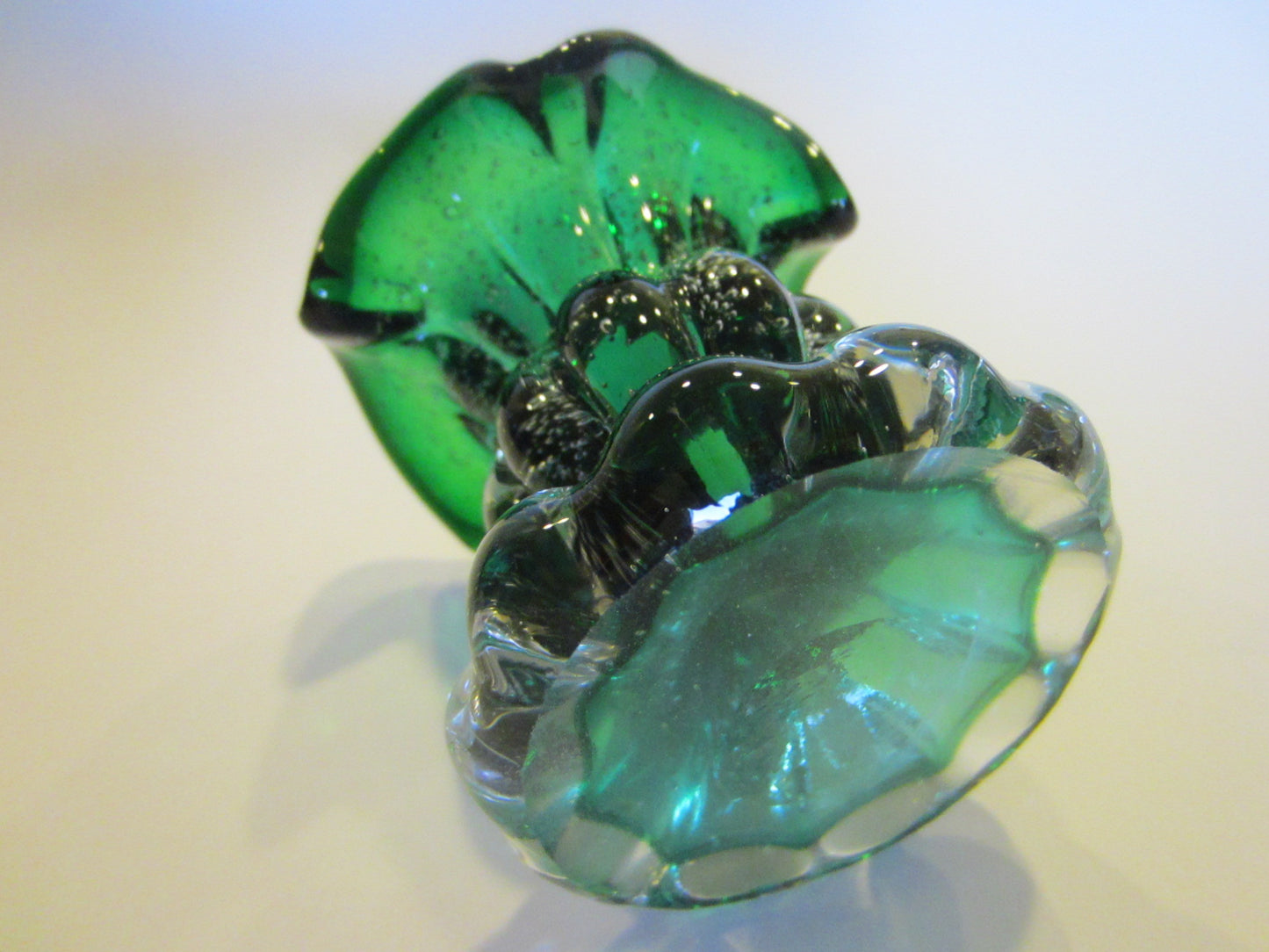 Archimede Seguso Green Murano Glass Votive Candle Holders