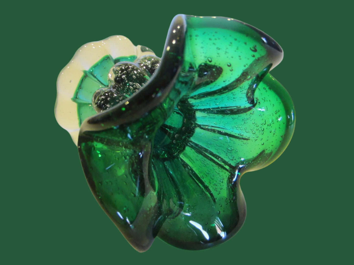 Archimede Seguso Green Murano Glass Votive Candle Holders