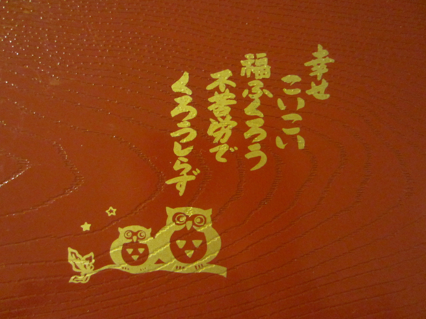 Golden Owls Japanese Red Lacquer Ware Square Serving Tray