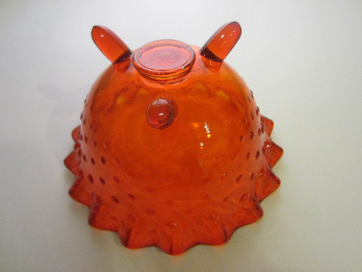 LE Smith Amberina Glass Hubnail Style Ruffled Footed Candy Bowl - Designer Unique Finds 