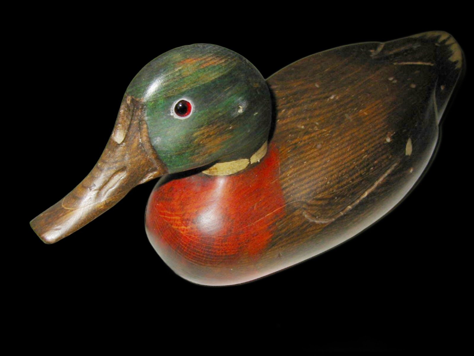 Tom Taber Signed Duck Decoy Hand Decorated Colored Wood Sculpture - Designer Unique Finds 