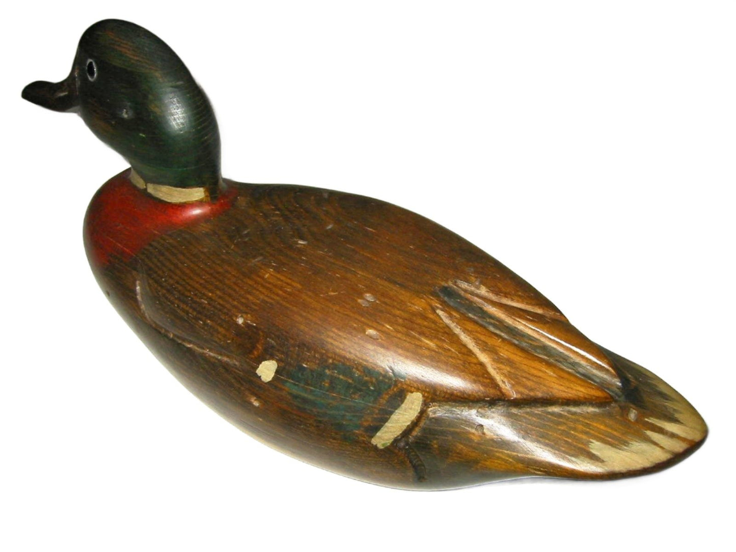 Tom Taber Signed Duck Decoy Hand Decorated Colored Wood Sculpture - Designer Unique Finds 