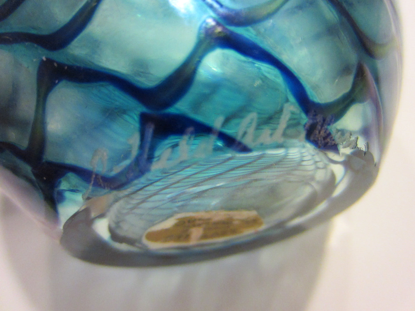 Robert Held Studio Glass Vase Iridescent Blue Signed - Designer Unique Finds 