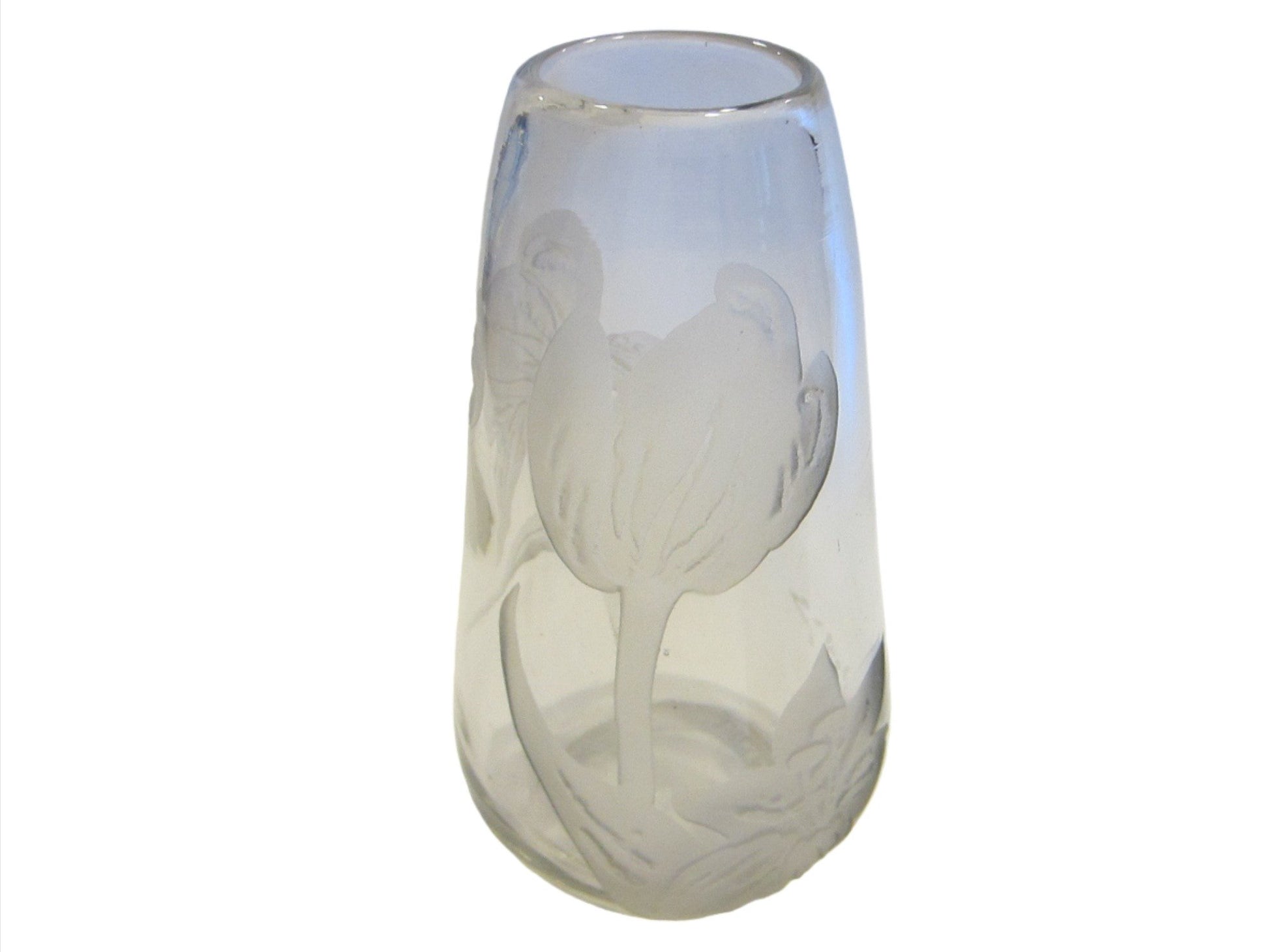 Legras Cameo Tulips France Pair of Glass Vases - Designer Unique Finds 