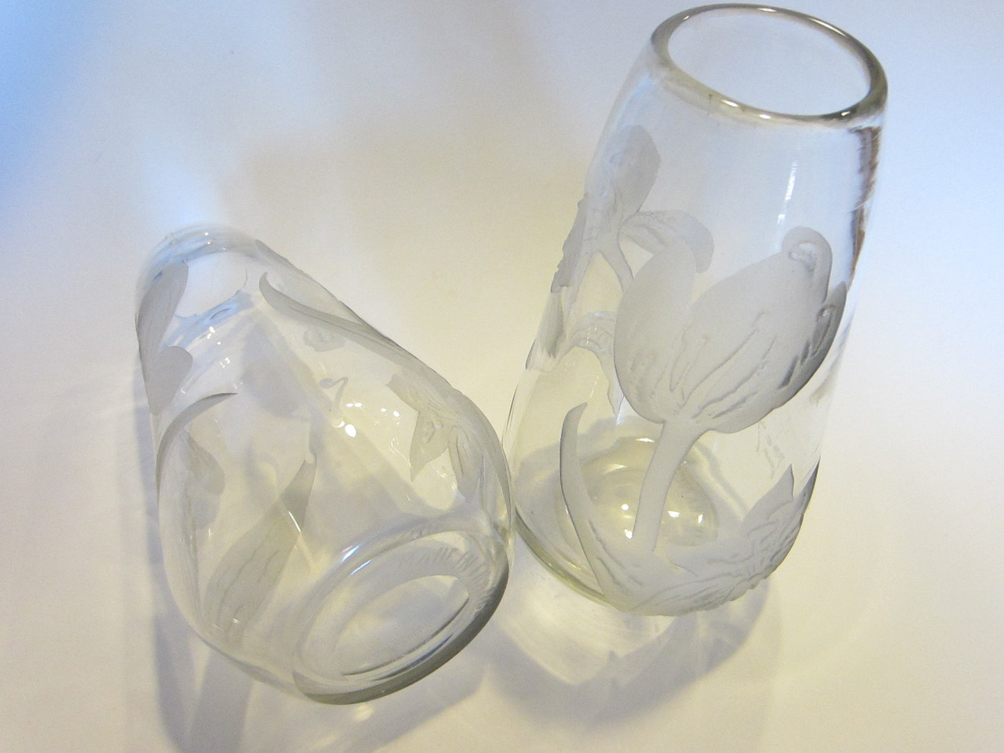 Legras Cameo Tulips France Pair of Glass Vases - Designer Unique Finds 