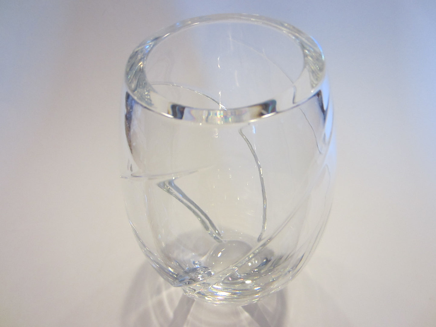 Tiffany Hand Cut Crystal Elliptical Vase - Designer Unique Finds 