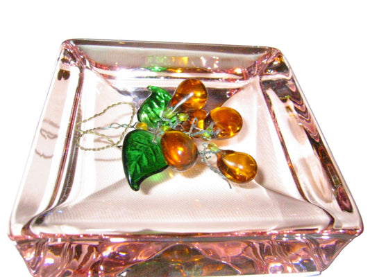 Champagne Glass Art Deco Sculptural Transparent Square Dish - Designer Unique Finds 
 - 1