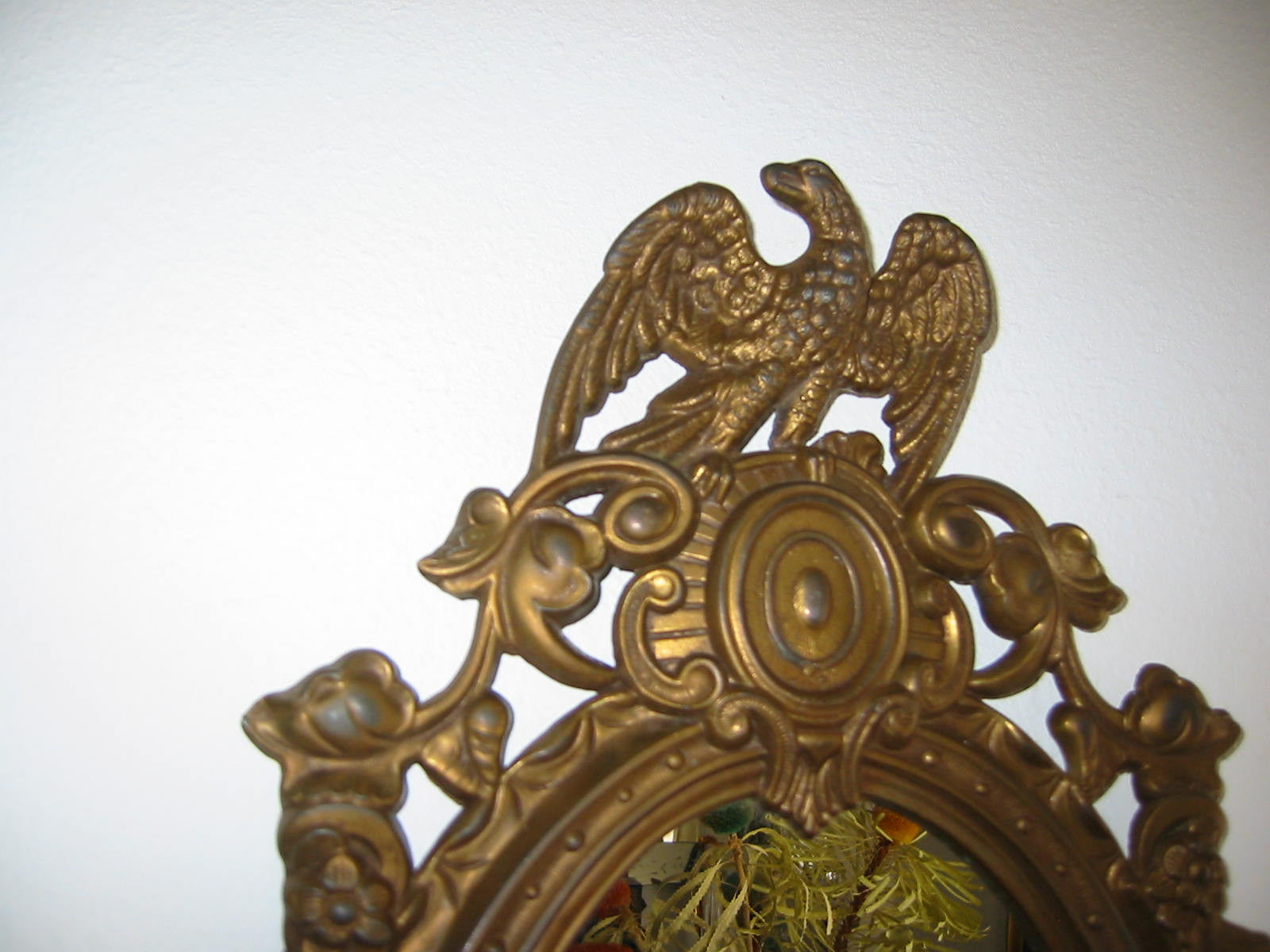 Colonial Empire Bronze Mirror Eagle Crest Tassel Decoration - Designer Unique Finds 
 - 2