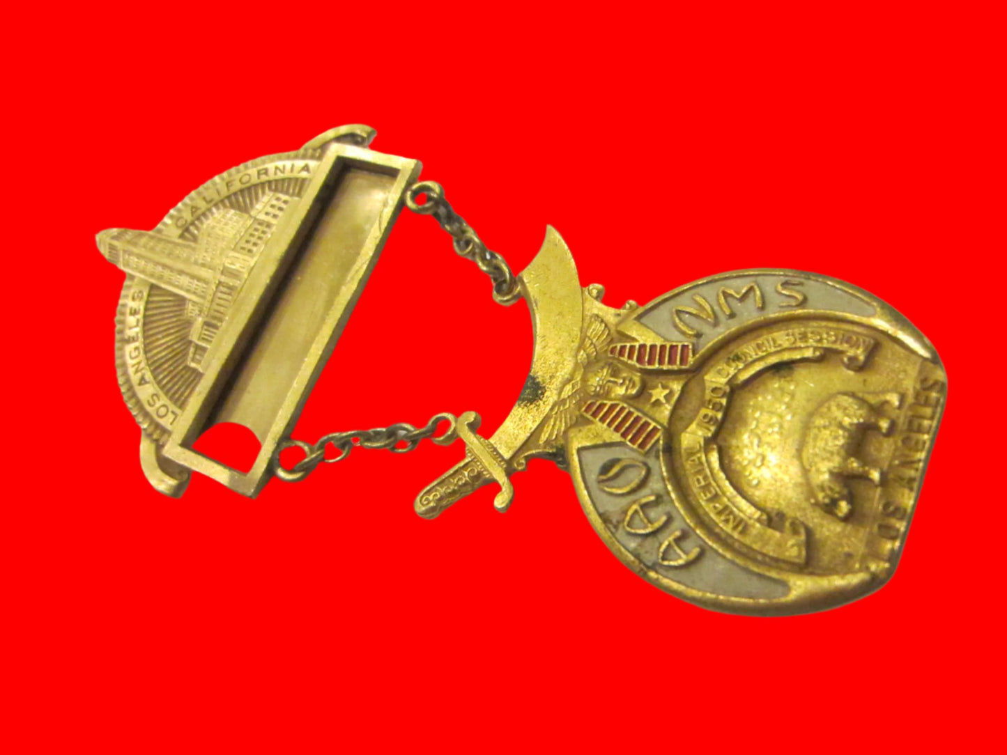 Los Angeles California Shriners Commemorative Trophy Bar Brooch