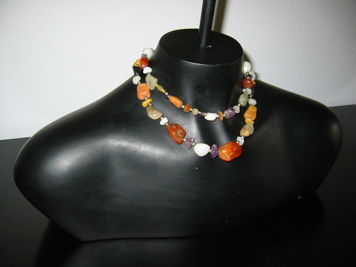 Strand Carnelians Agates Gems Bead Necklace - Designer Unique Finds 