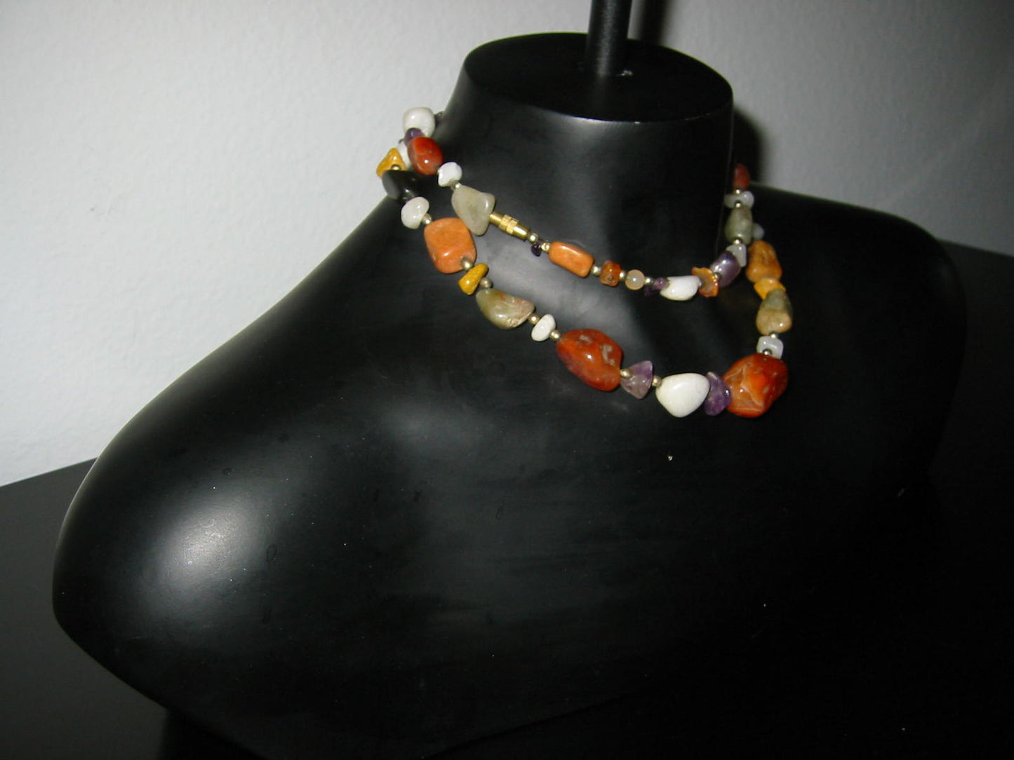 Strand Carnelians Agates Gems Bead Necklace - Designer Unique Finds 