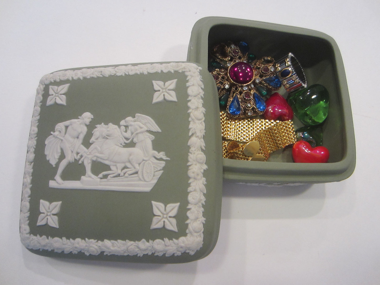 Wedgwood English Green Porcelain Jasper Square Box