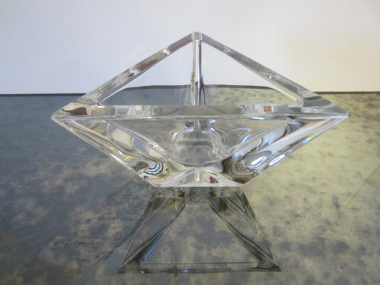 Orrefors Hand Cut Triangle Crystal Bowl - Designer Unique Finds 