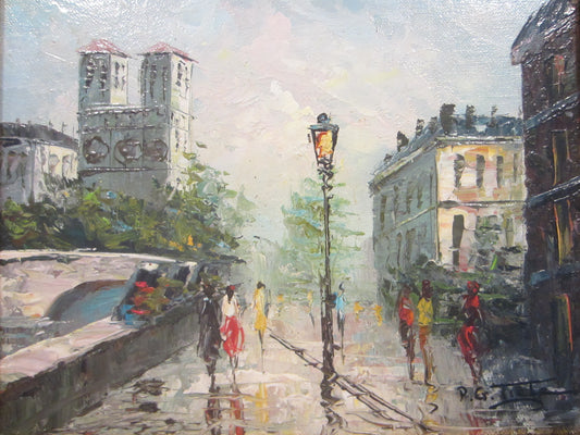 P G Tiele Impressionist French Cityscape Signed Oil On Panel