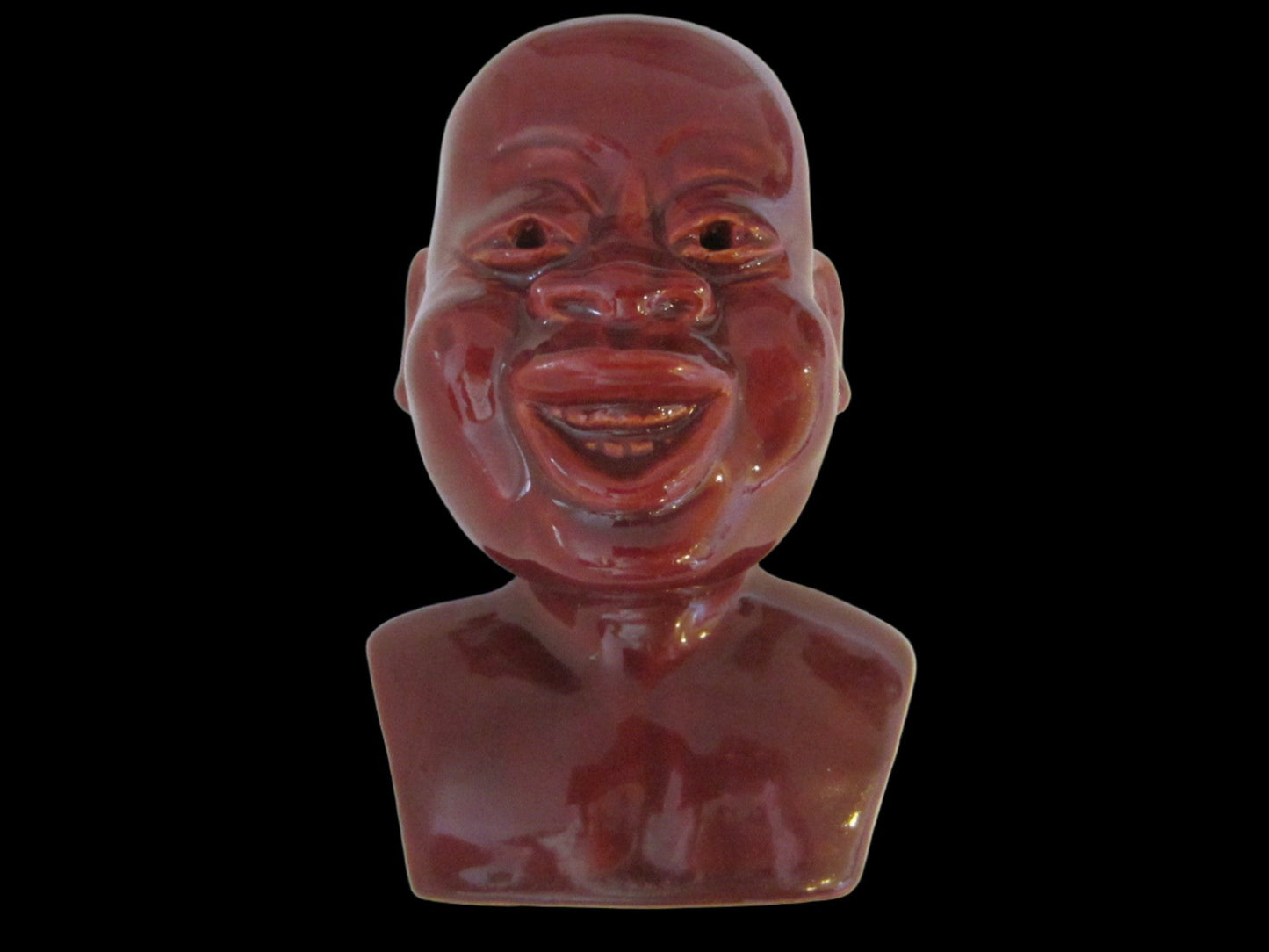 CN Keramik Red Glazed Art Signature Scandinavian Head Bust - Designer Unique Finds 