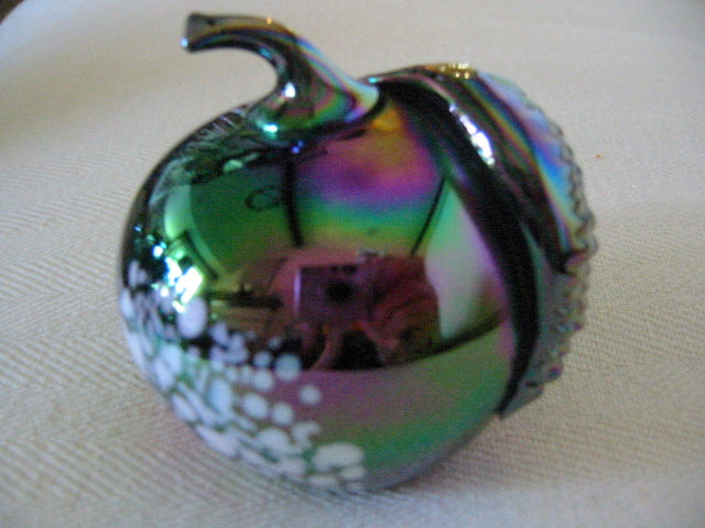 Luster Carnival Glass Apple Iridized Stemmed