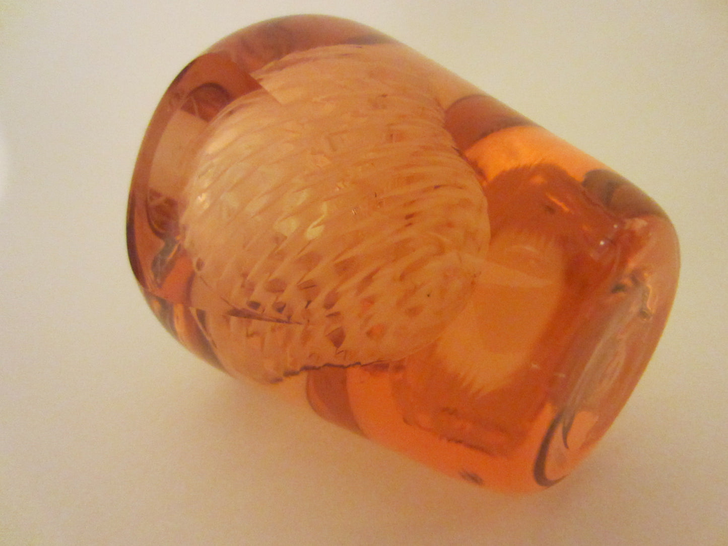 Hand Cut Rosy Crystal Perfume Bottle Clear Dome Stopper