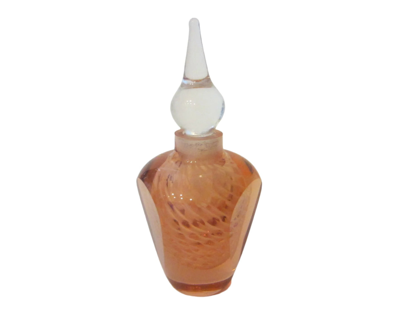 Hand Cut Rosy Crystal Perfume Bottle Clear Dome Stopper