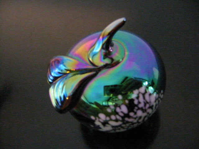 Luster Carnival Glass Apple Iridized Stemmed