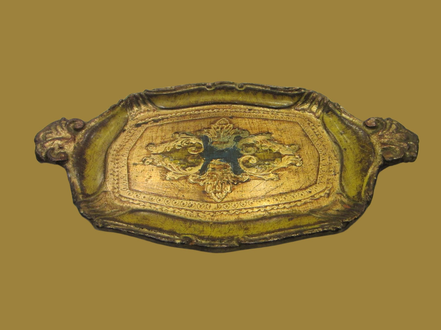 Florentine Gilt Decorated Serving Tray Made In Italy