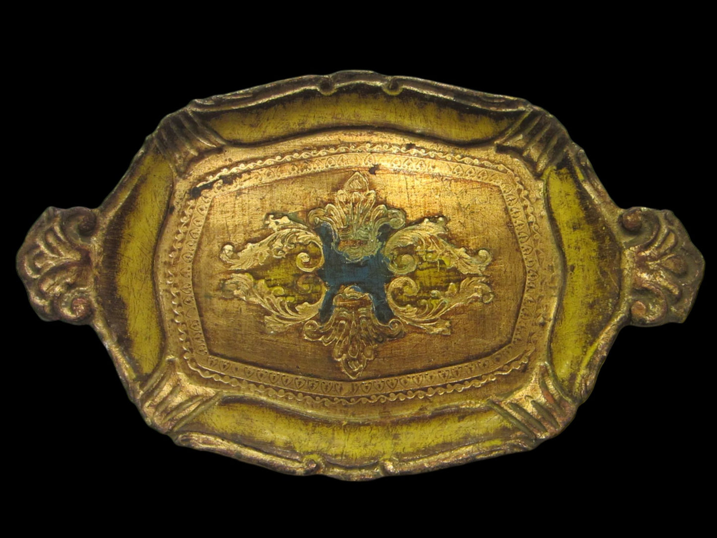 Florentine Gilt Decorated Serving Tray Made In Italy