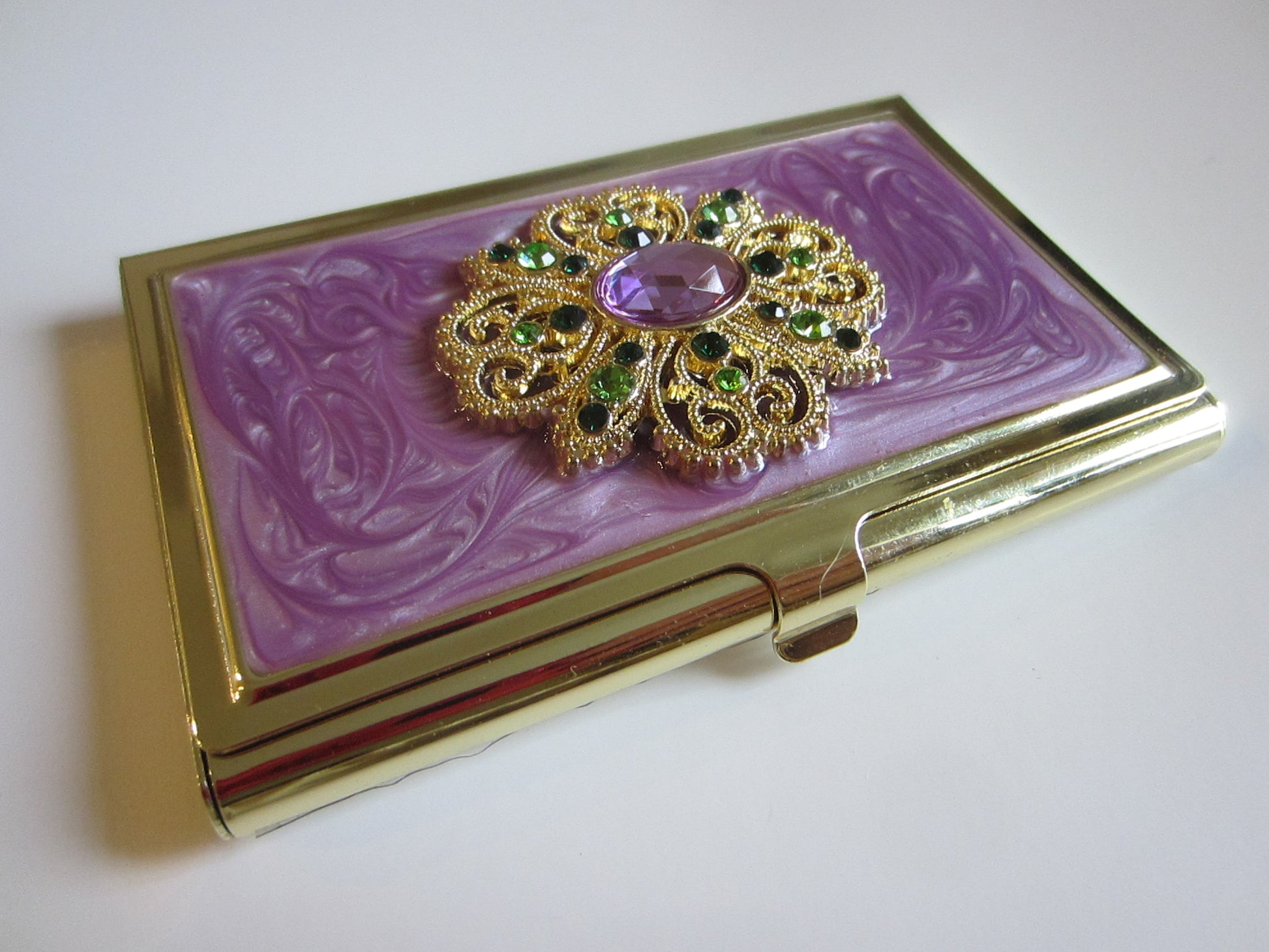 Jeweled Empire Business Card Holder Genuine Crystals In A Box - Designer Unique Finds 