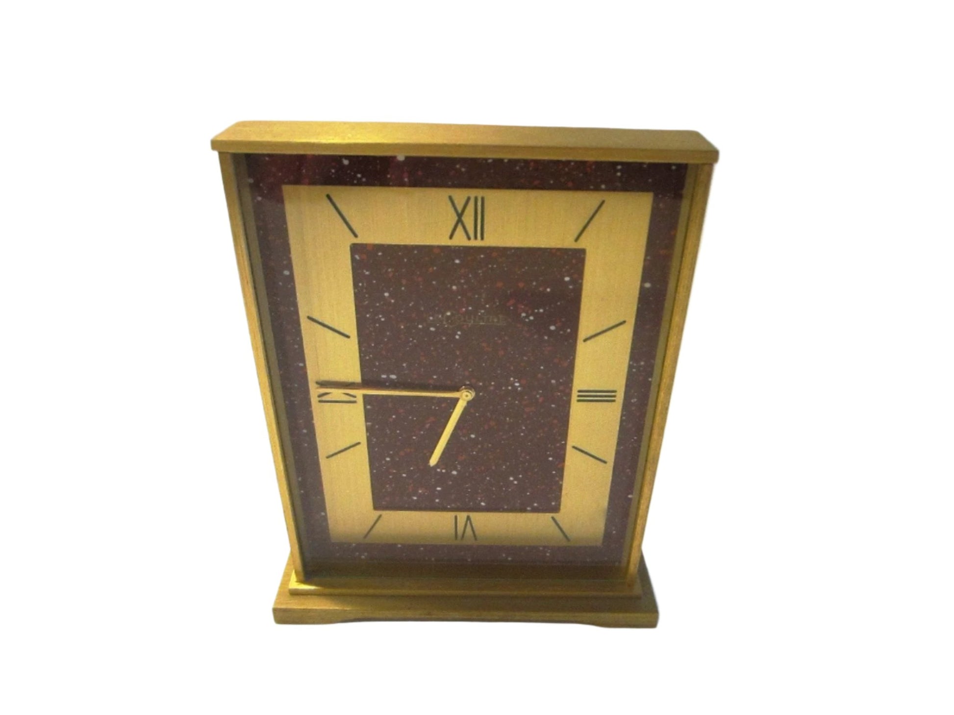 Le Coultre Swiss Brass 8 Day Winding Desk Clock Red Dial - Designer Unique Finds 