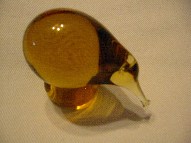 Kiwi Golden Amber New Zealand Glass Bird - Designer Unique Finds 