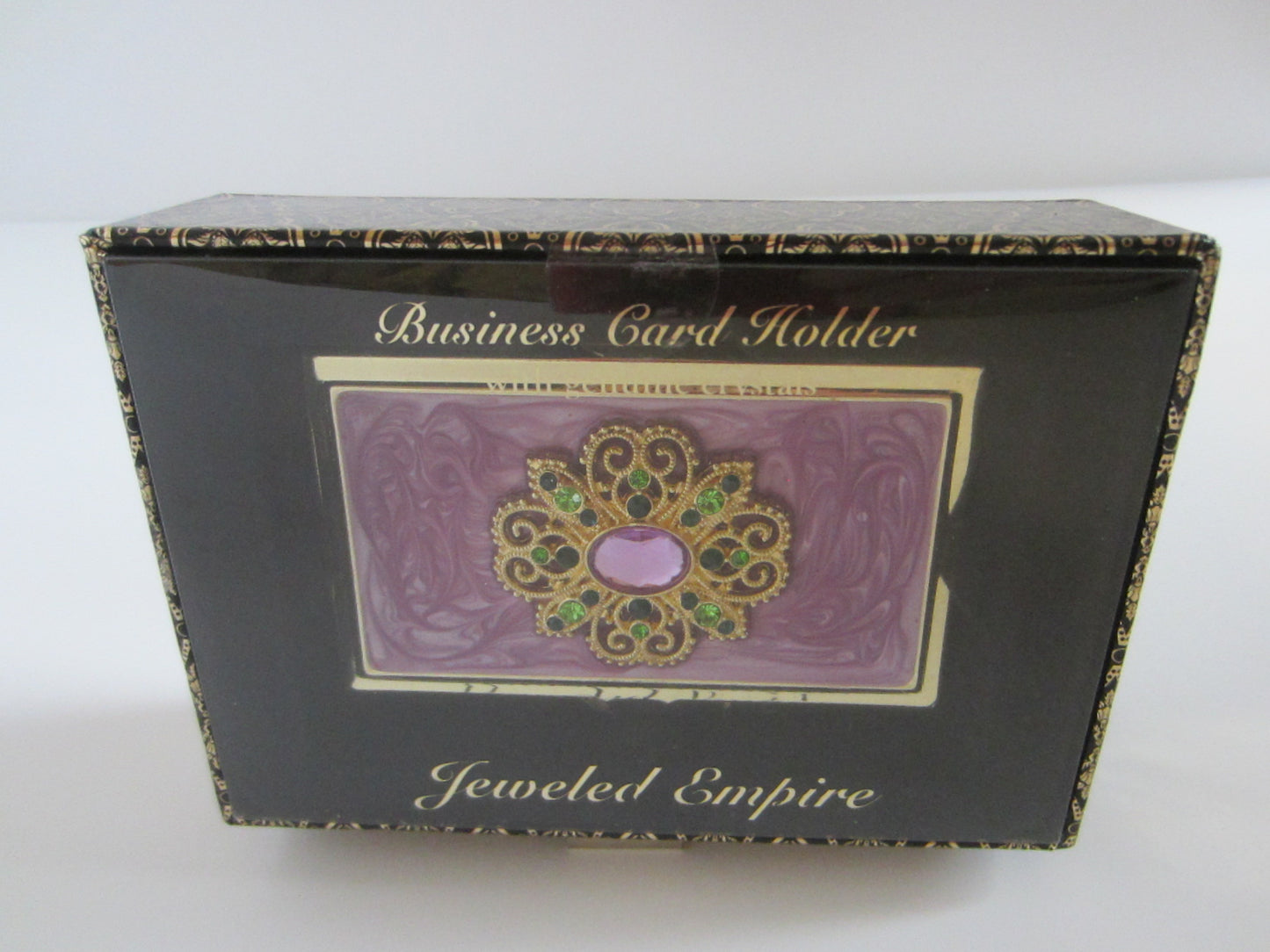 Jeweled Empire Business Card Holder Genuine Crystals In A Box - Designer Unique Finds 