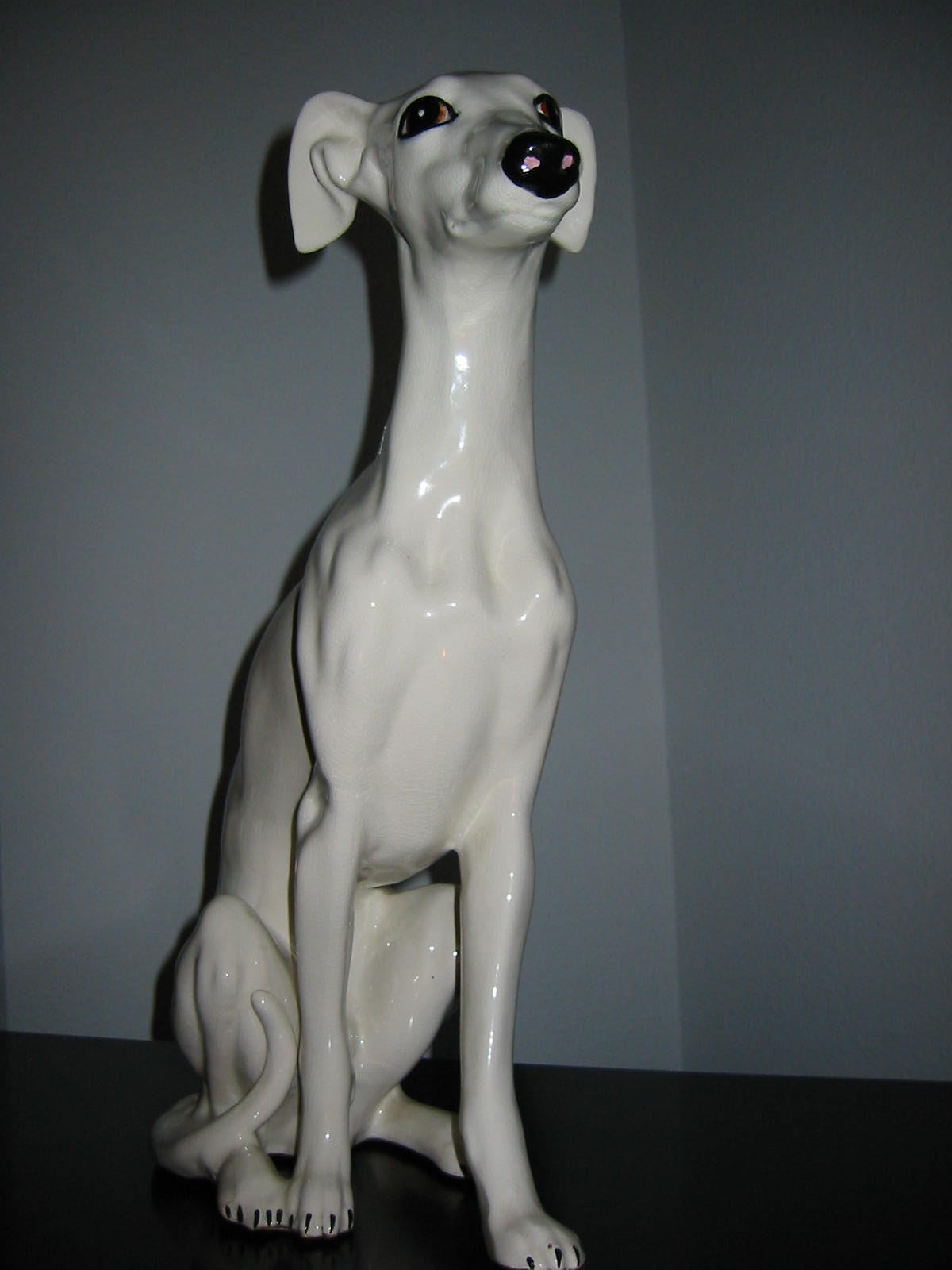 White Porcelain Greyhound Life Size Dog Statue - Designer Unique Finds 