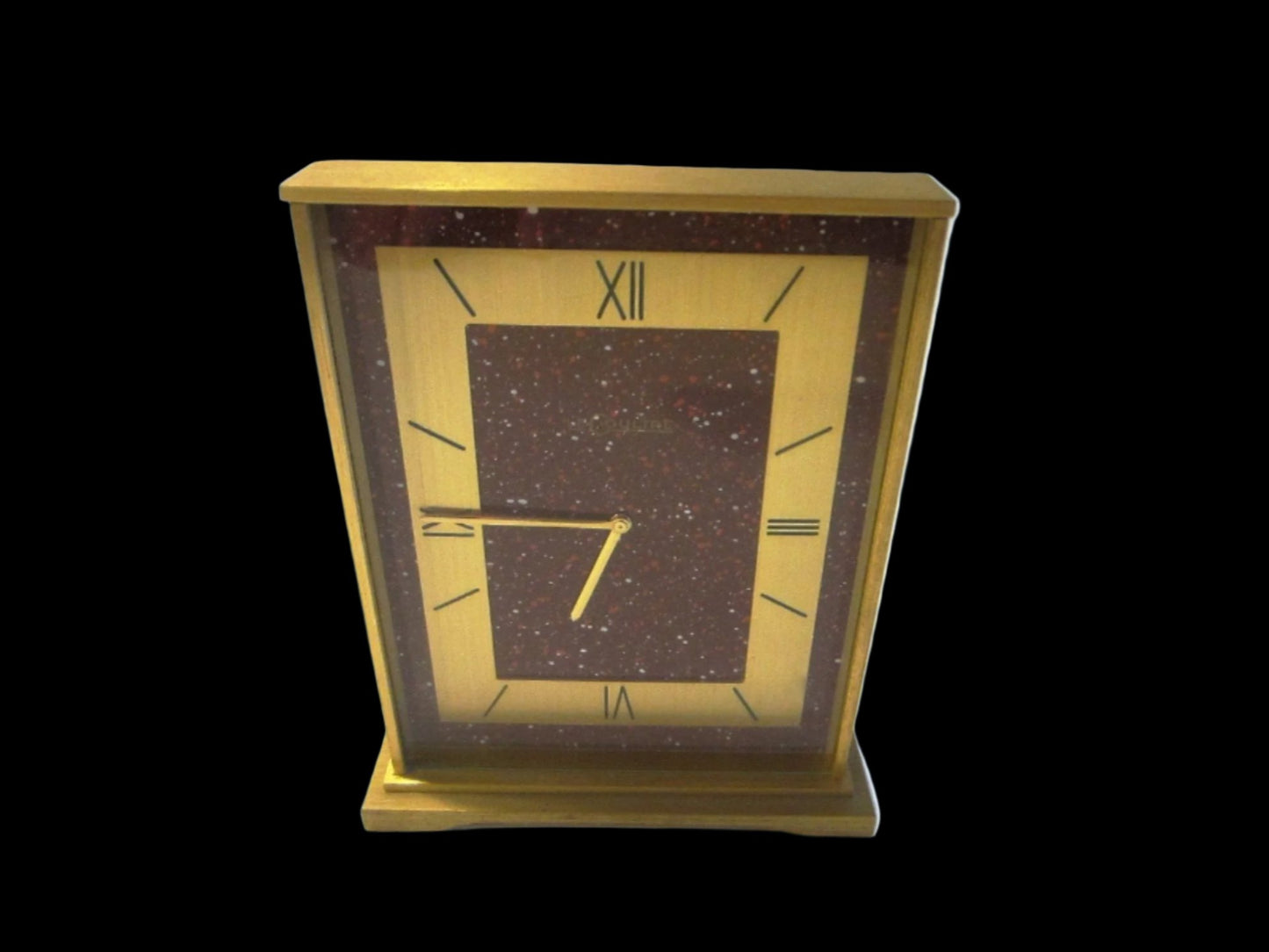 Le Coultre Swiss Brass 8 Day Winding Desk Clock Red Dial - Designer Unique Finds 