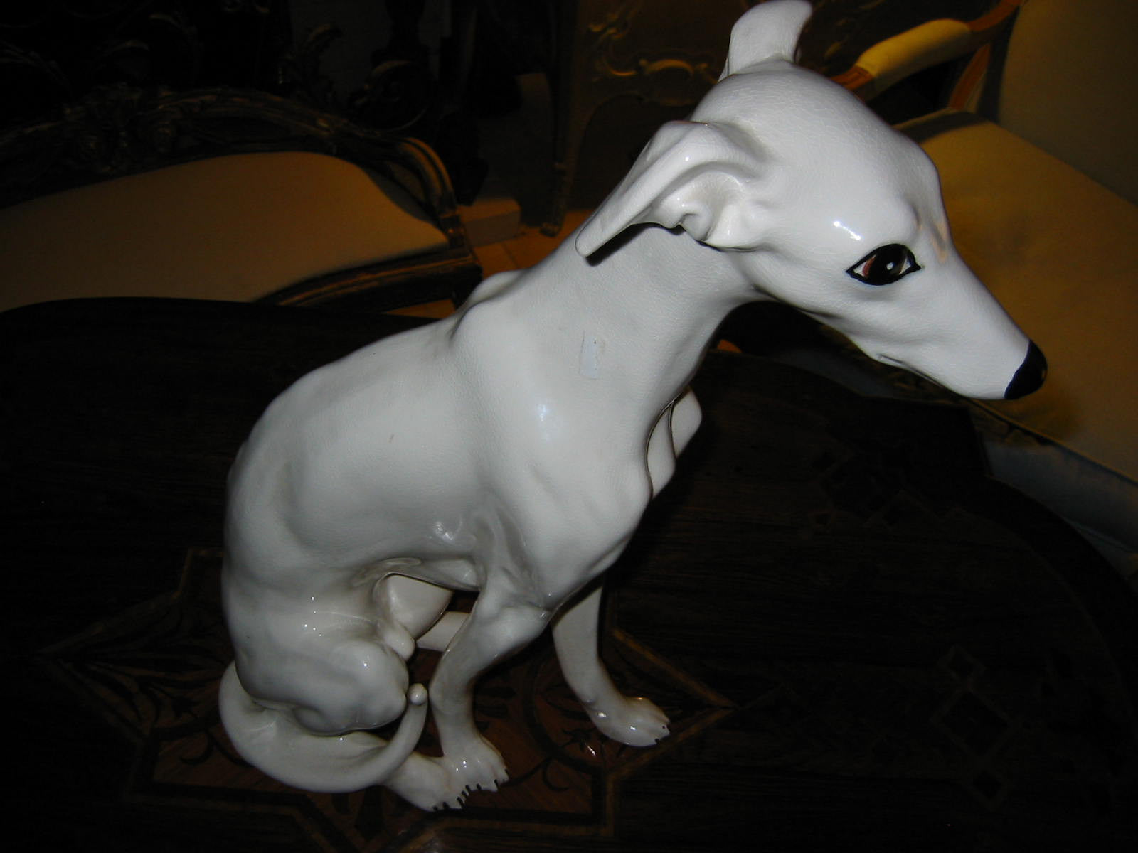 White Porcelain Greyhound Life Size Dog Statue - Designer Unique Finds 