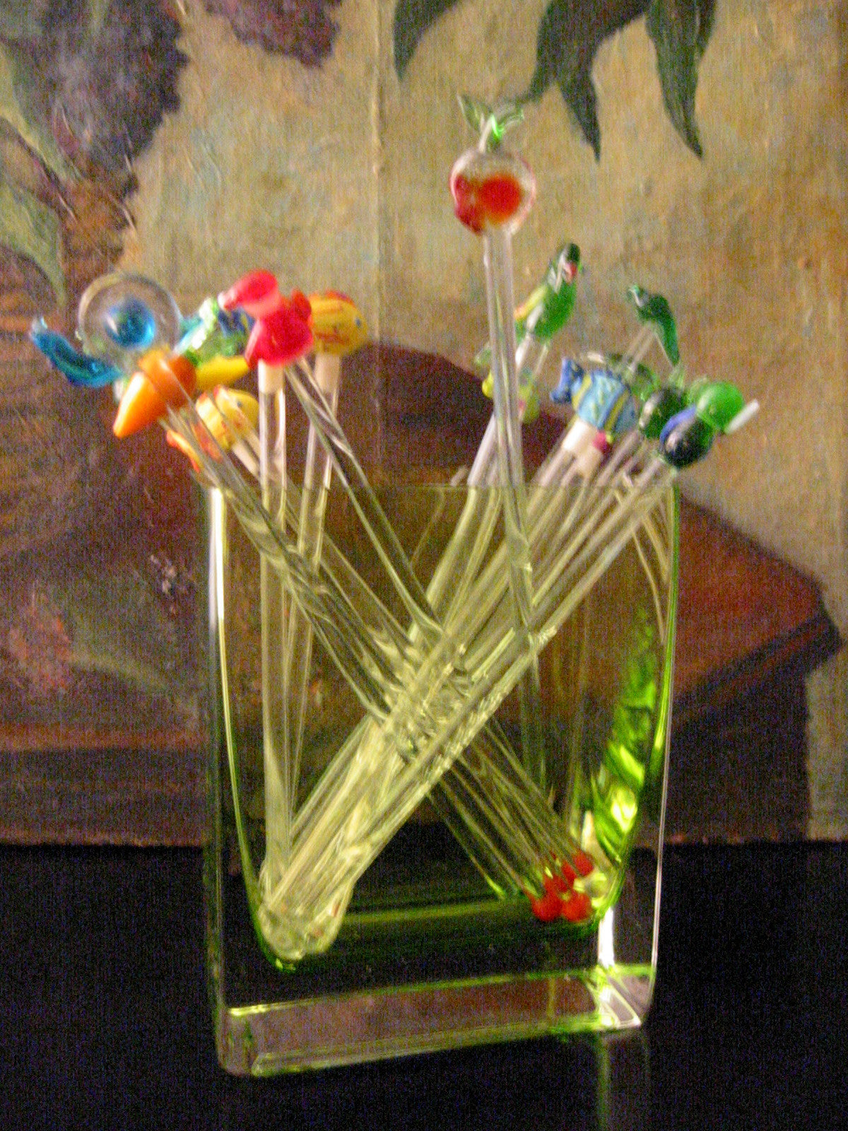 Crystal Martini Stirrers Swizzle Sticks Fruits Vegetable Decoration - Designer Unique Finds 