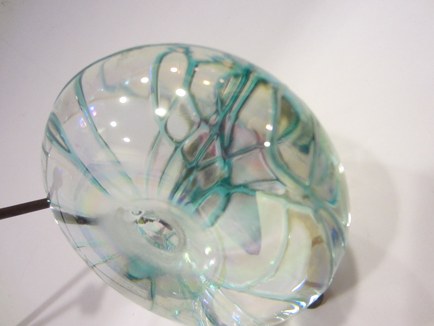 Levay Aqua Blue Iridescent Signed Glass Paperweight