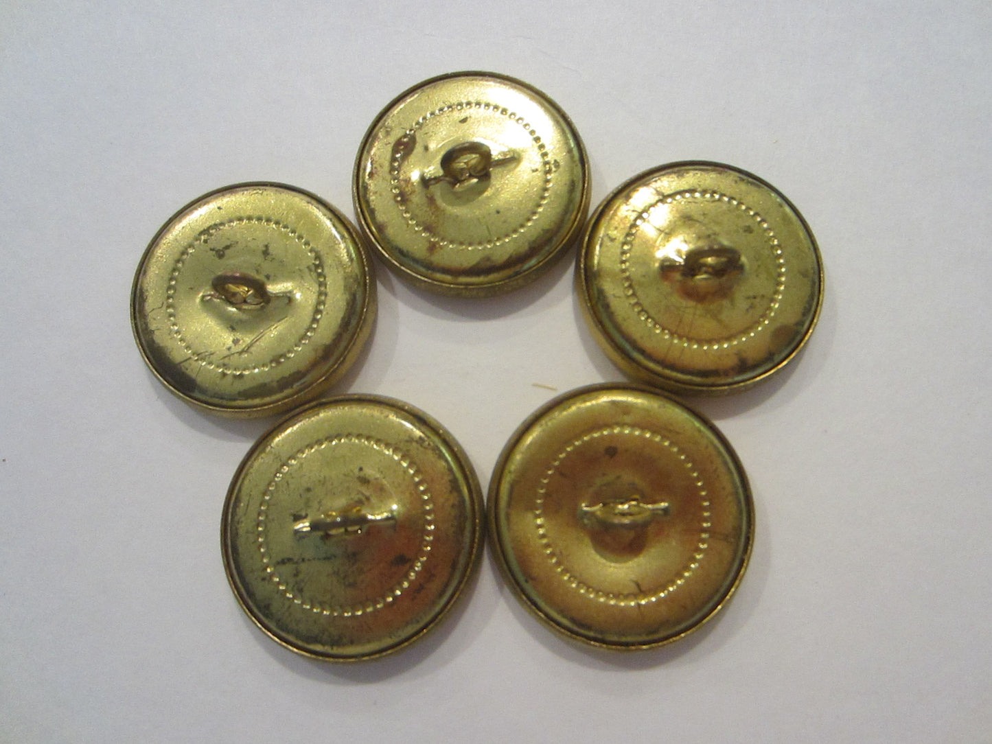 Vintage Brass Crown Buttons Set