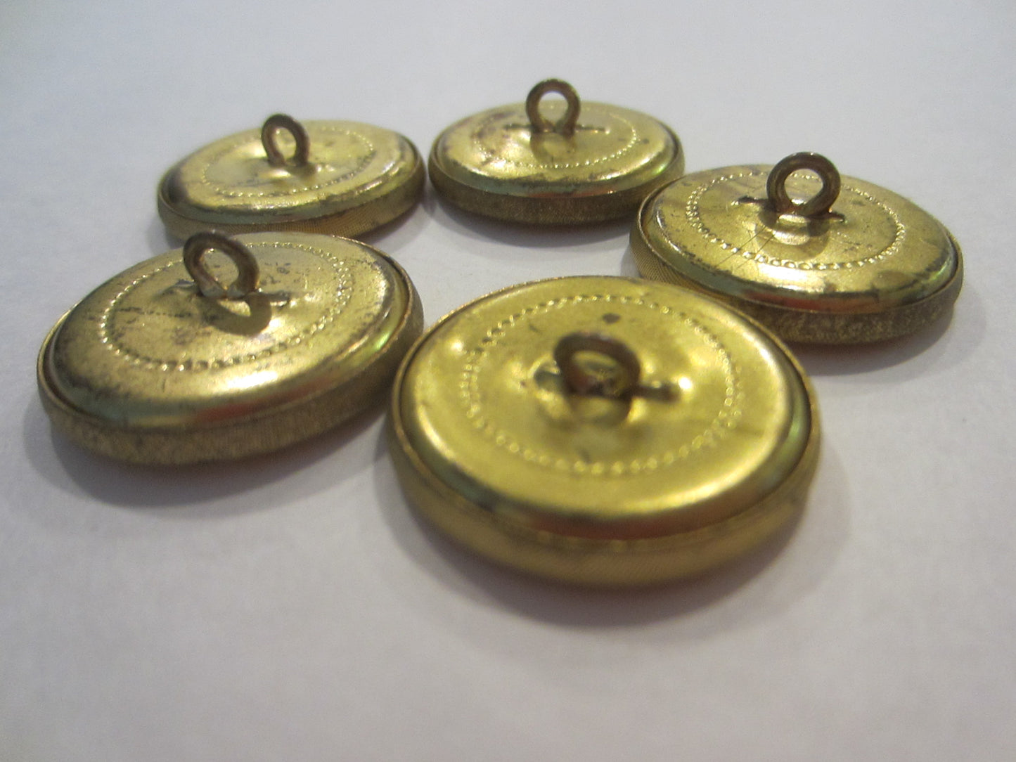 Vintage Brass Crown Buttons Set