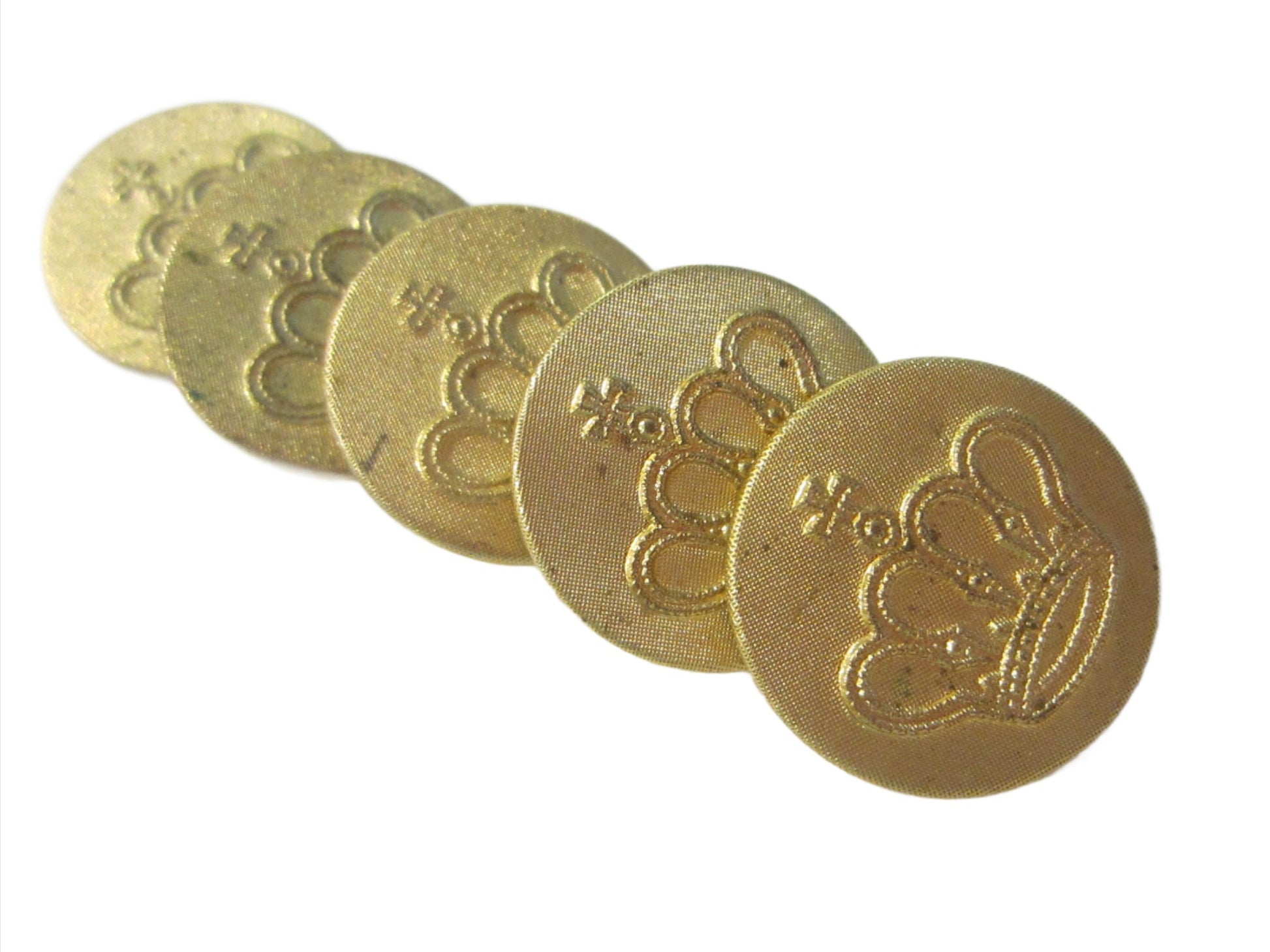 Vintage Brass Crown Button Set 