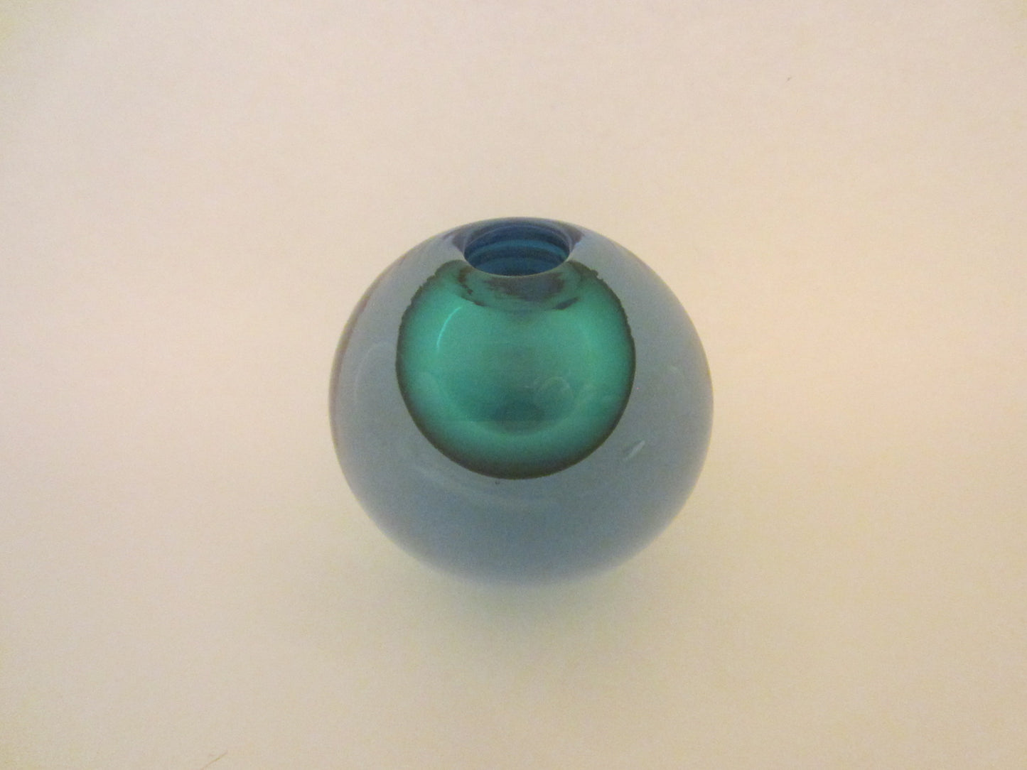 Spherical Sea Green Blue Glass Sommerso Murano Vase Candle Holder