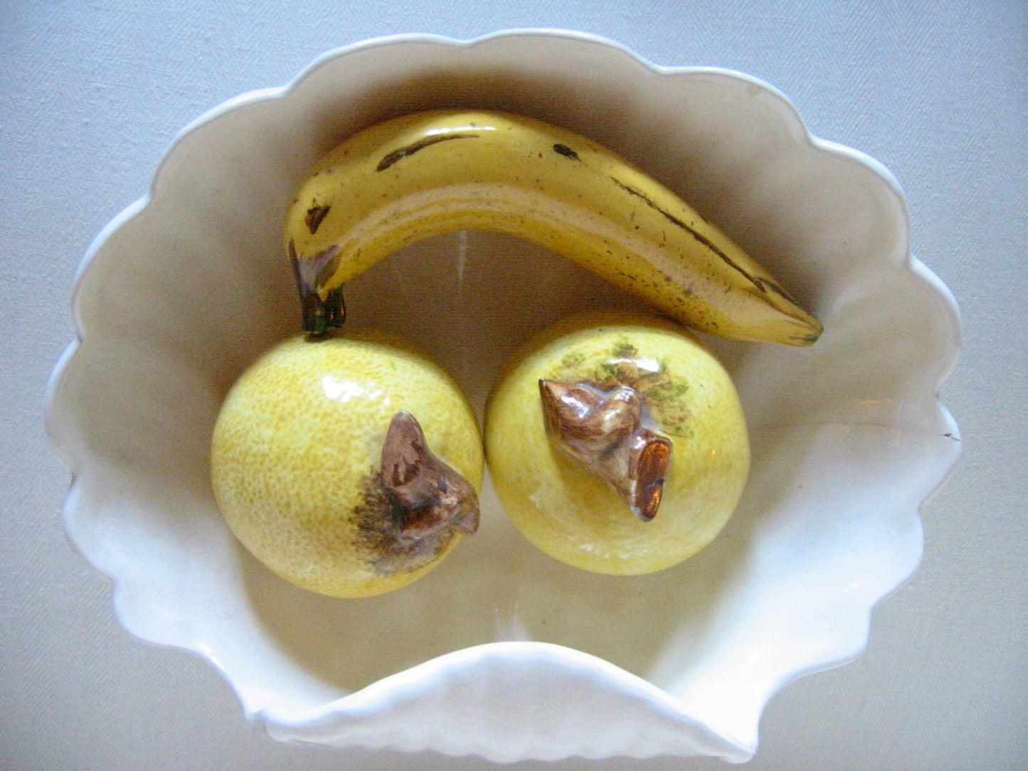 Three Hand Decorated Yellow Painted Ceramic Fruits