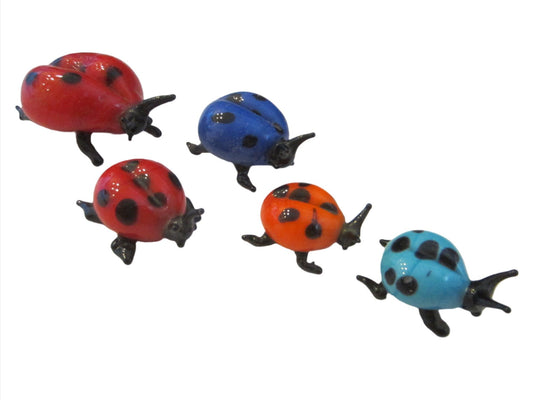 Miniature Glass Lady Bugs Family 