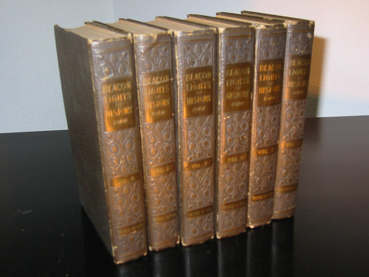 John Lord Beacon Lights of History Six Volumes Leather Bounds Historic Books - Designer Unique Finds 