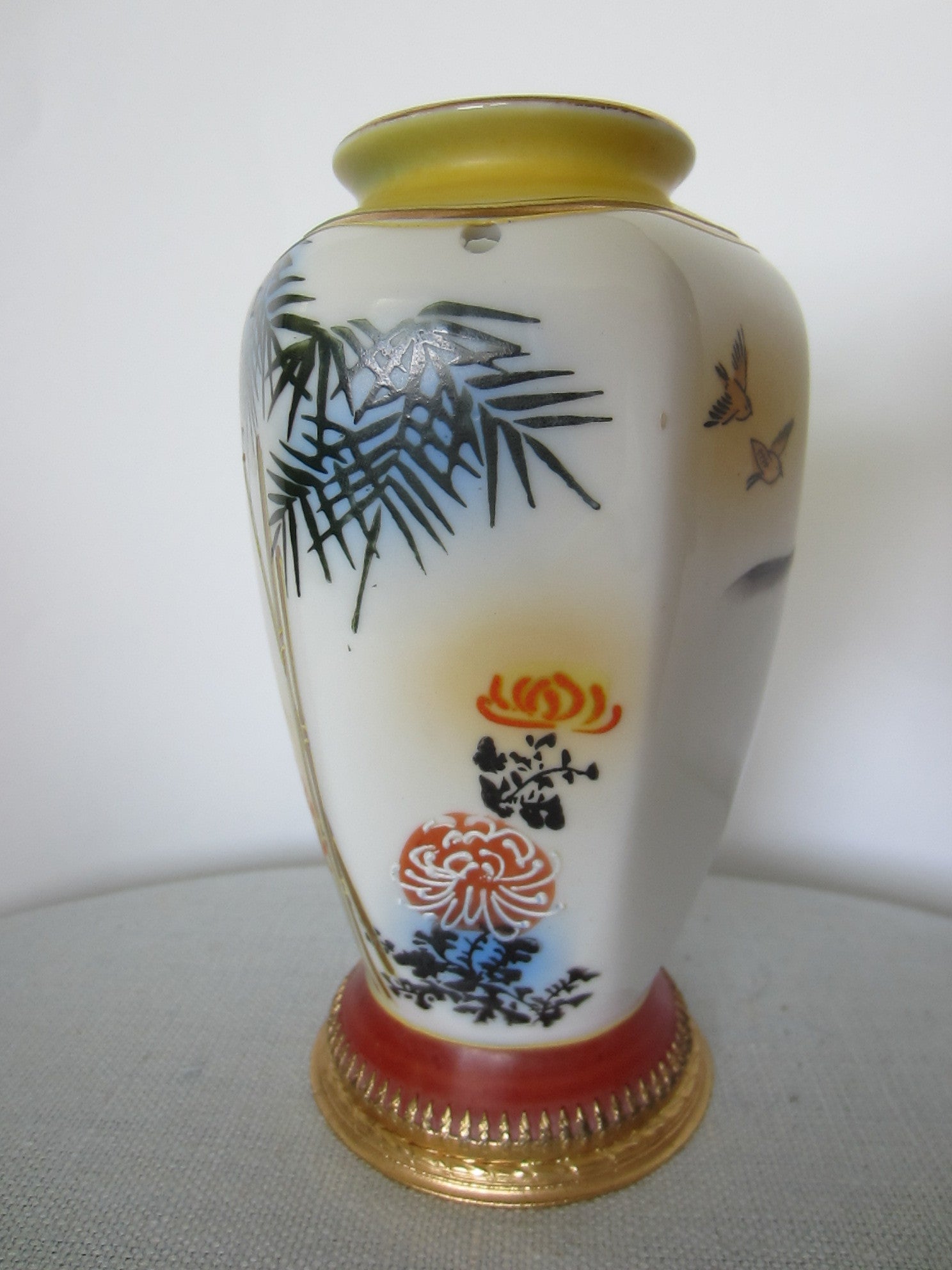 Western Germany Aerozon Original Moriage Style Hand Painted Baluster Vase - Designer Unique Finds 