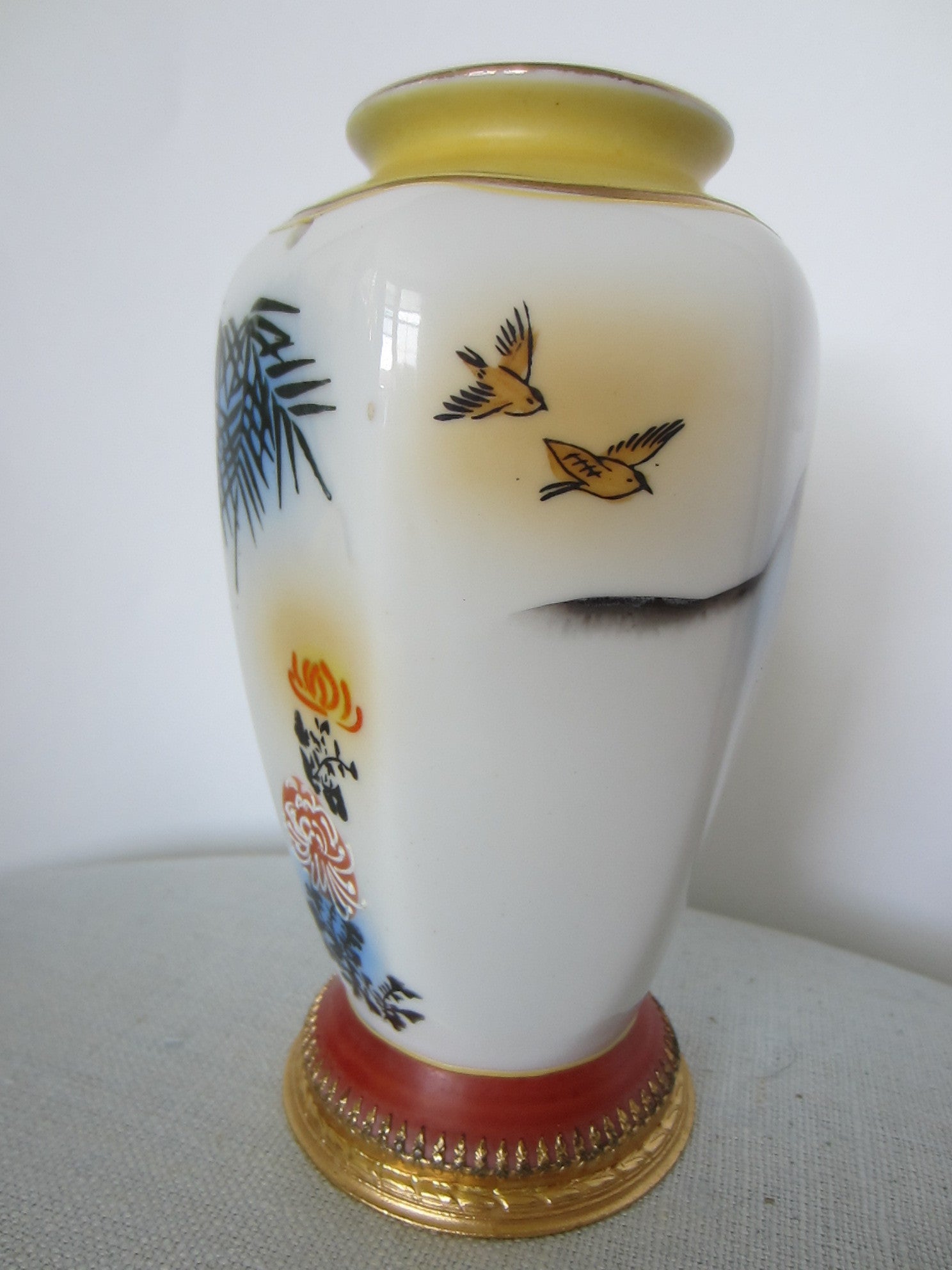 Western Germany Aerozon Original Moriage Style Hand Painted Baluster Vase - Designer Unique Finds 