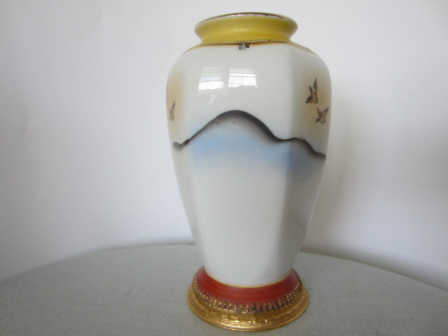 Western Germany Aerozon Original Moriage Style Hand Painted Baluster Vase - Designer Unique Finds 