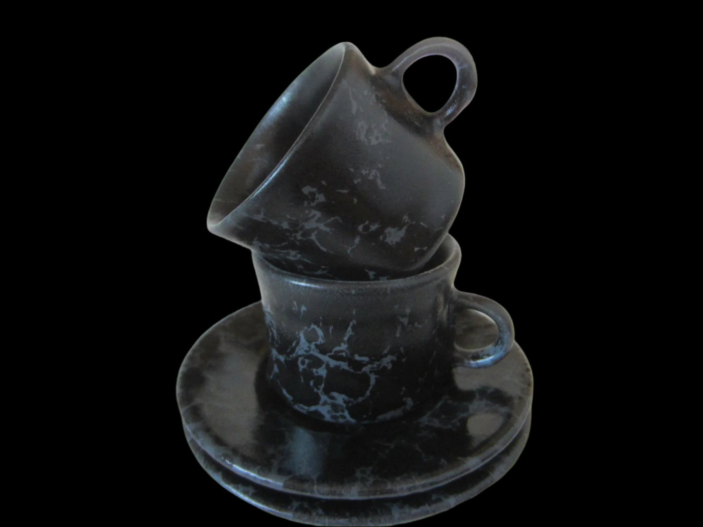 Bennington Potters Vermont Ceramic Cups Saucers - Designer Unique Finds 