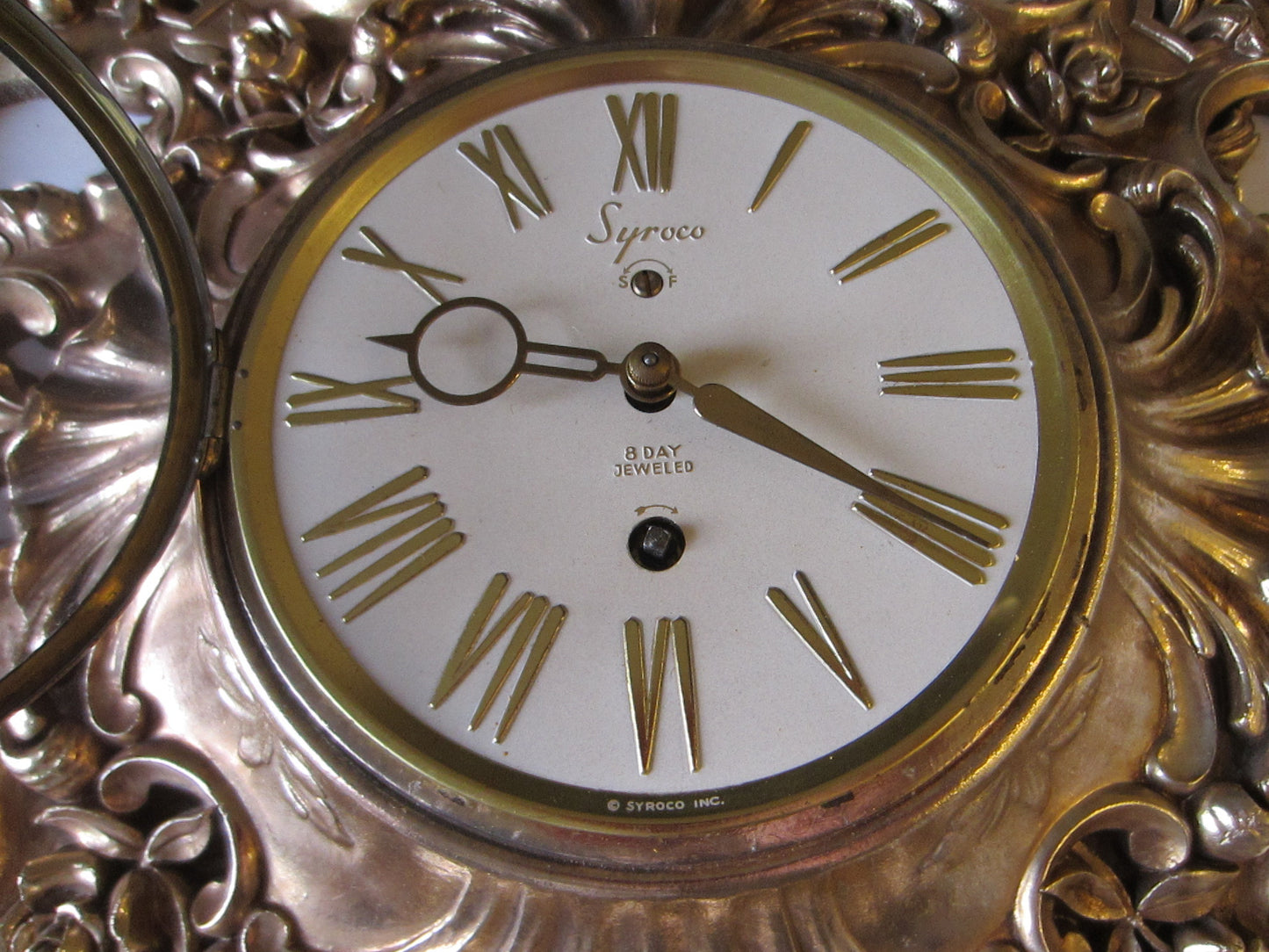 Syroco Rococo Style 8 Day Clock Mid Century Golden Wall Decor - Designer Unique Finds 
 - 5