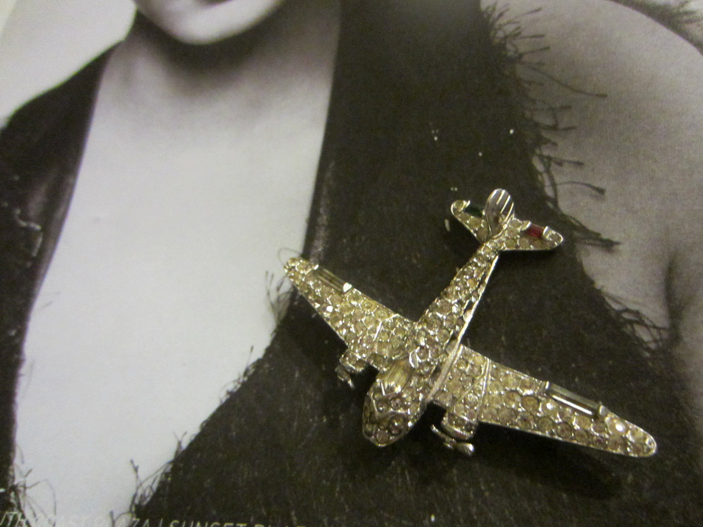 Trifari Airplane Brooch Swarovski Micro Pave Silver Propeller - Designer Unique Finds 